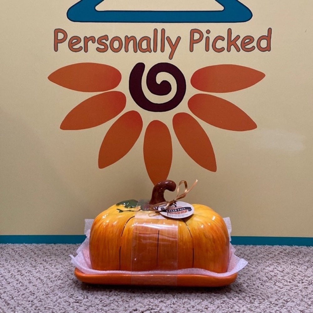 Blue Sky Clayworks Pumpkin Butter Dish - Thumbnail 2